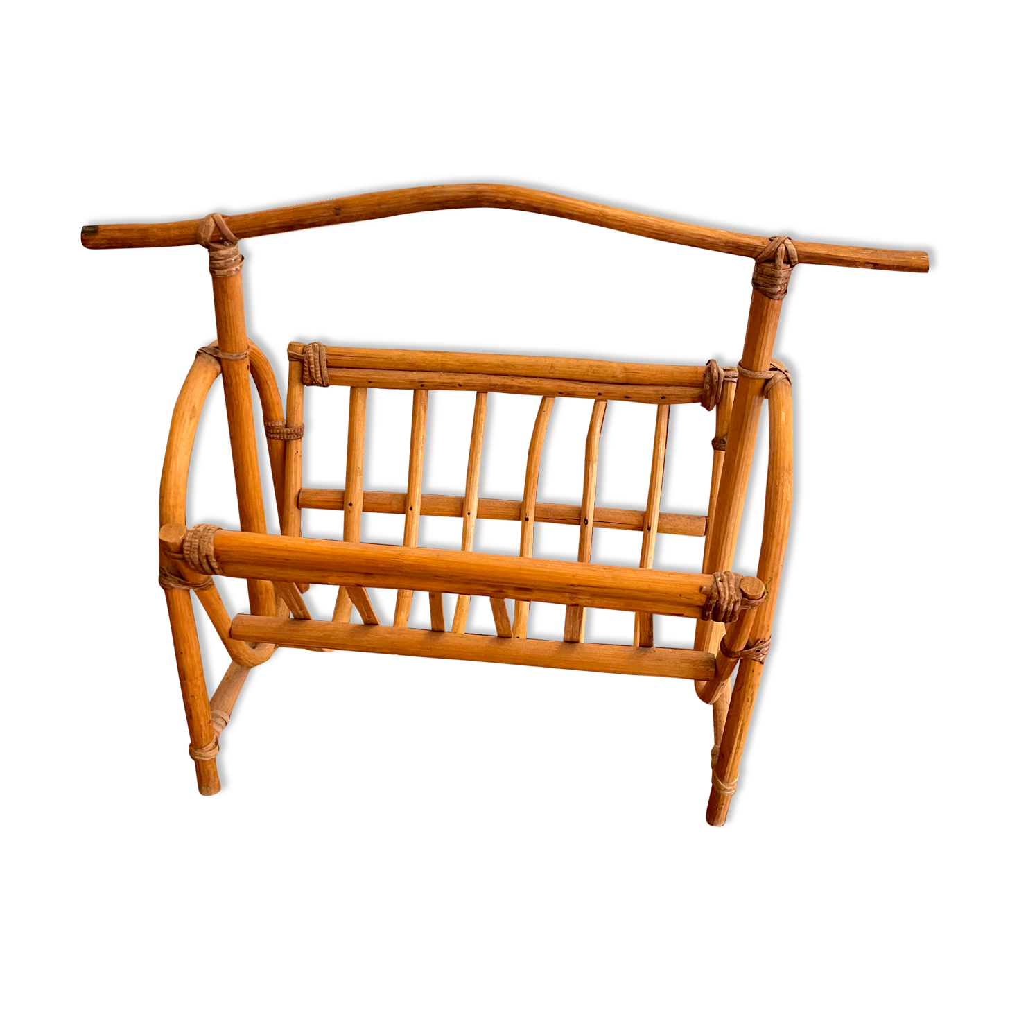 Vintage rattan magazine holder