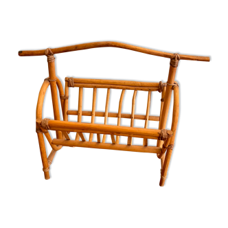 Vintage rattan magazine holder