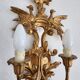 Louis XVI wall lamps Rocaille gilded carved wood antique mirror glass