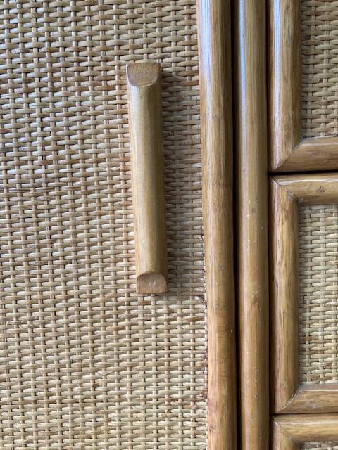 Vintage rattan sideboard in Roche Bobois style