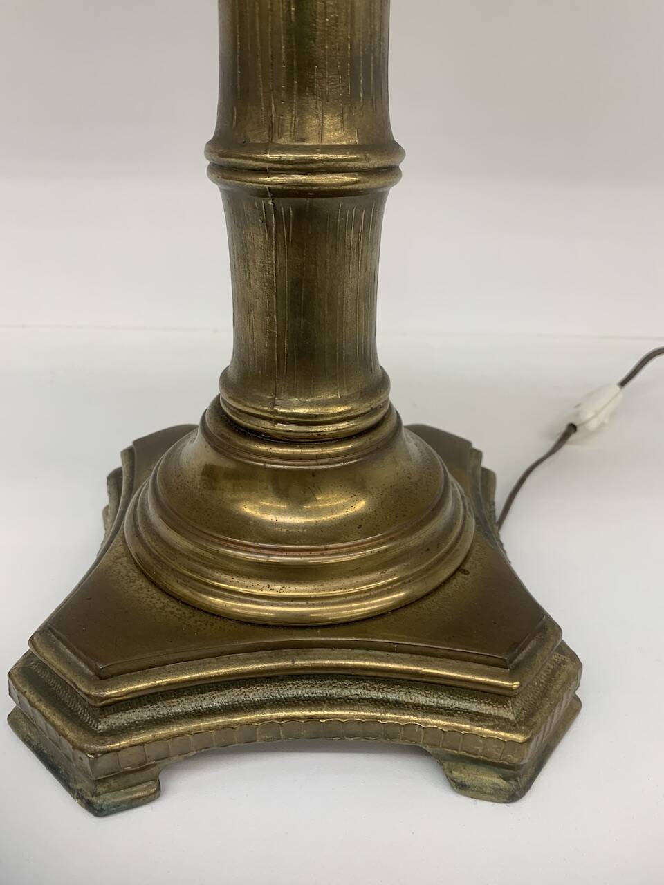 Vintage brass table lamp base in faux bamboo, 1970's