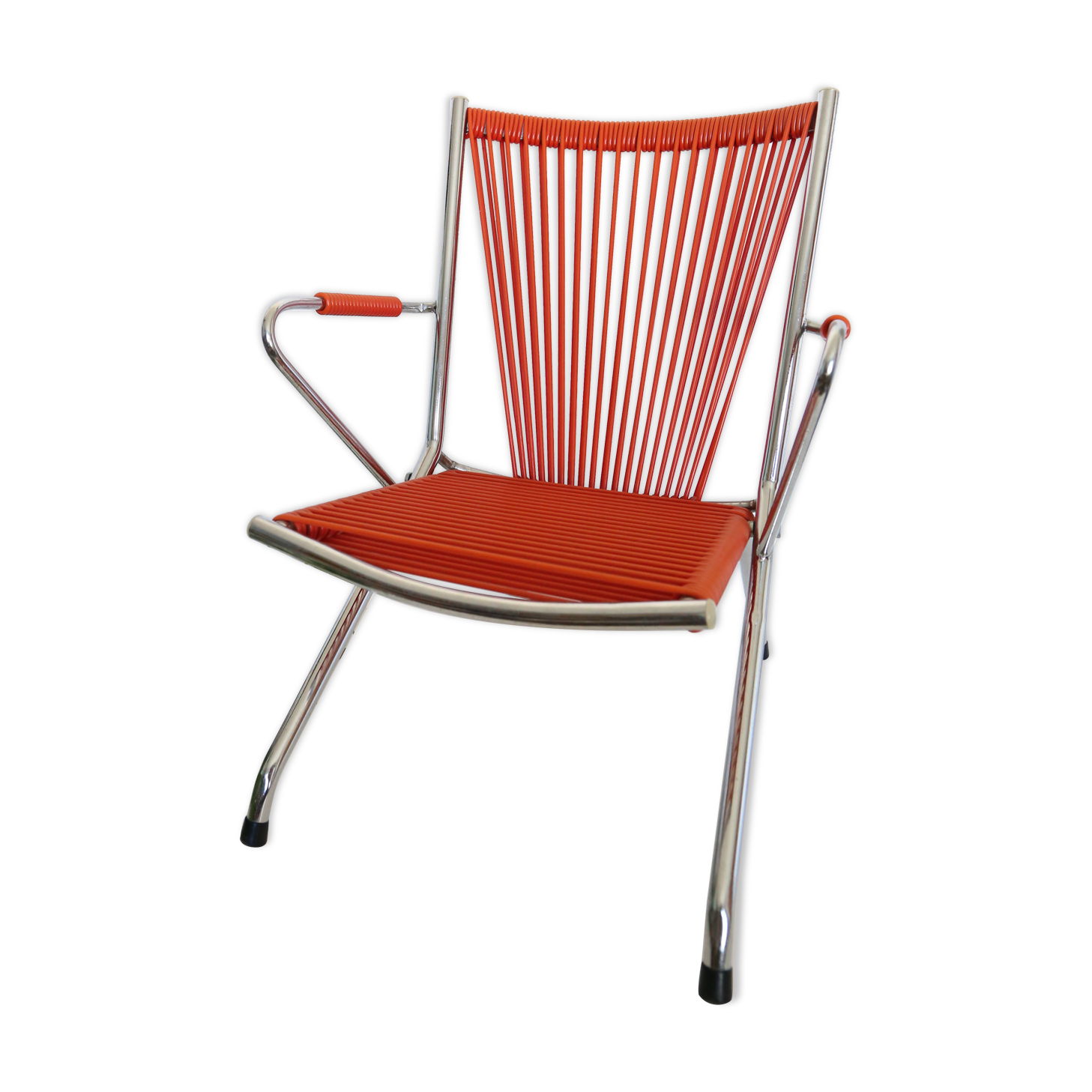 Children's armchair, folding, scoubidou and chrome, 1960