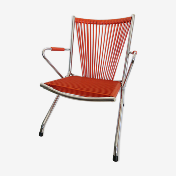 Children's armchair, folding, scoubidou and chrome, 1960