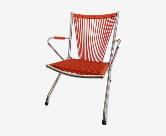 Fauteuil enfant, pliant, scoubidou et chrome, 1960