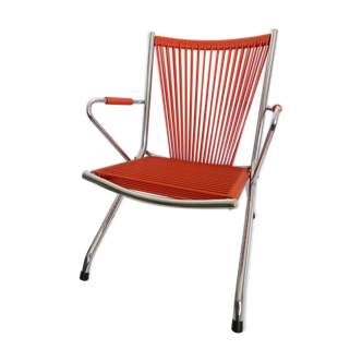 Children's armchair, folding, scoubidou and chrome, 1960