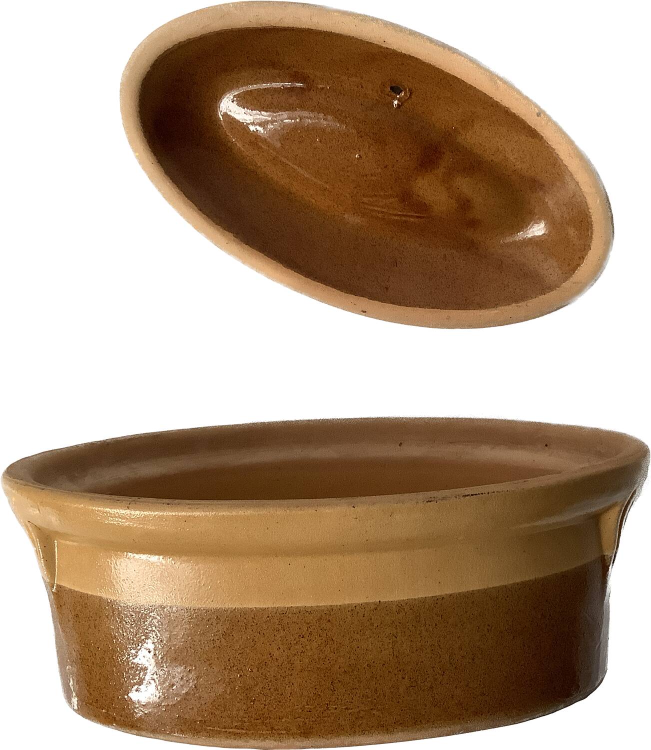 Small beige & brown terracotta terrine