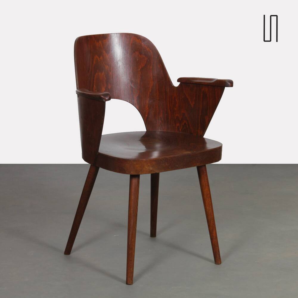 Wooden armchair by Lubomir Hofmann for Ton, 1960