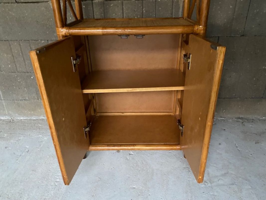 Vintage rattan bookcase 70s