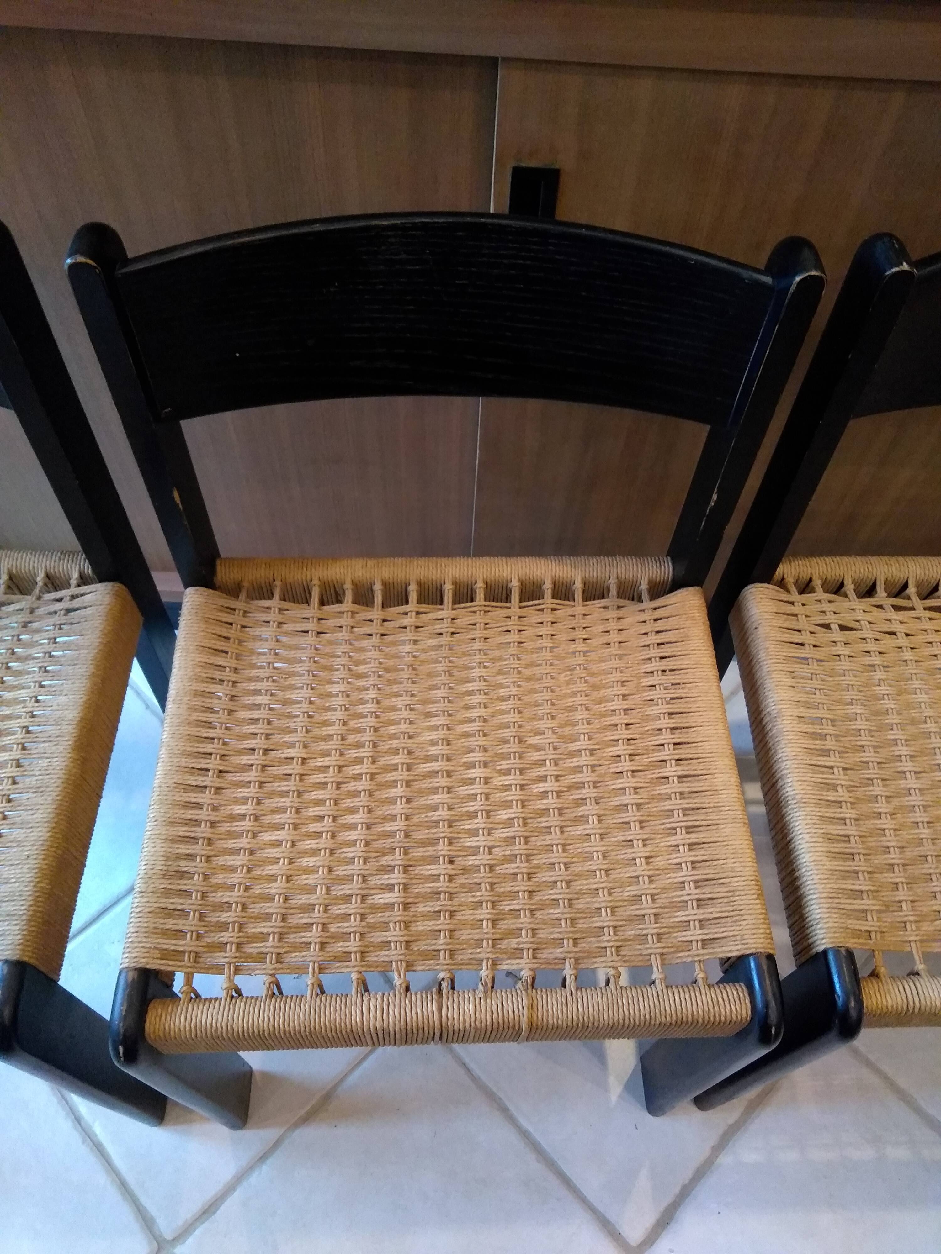 Set of 4 Scandinavian rope chairs