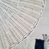 Antique white rattan side table