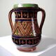 Large Moroccan vase from Safi, polychrome terracotta with two handles, from the 1950s to 1970s.