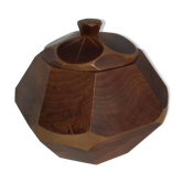Octagonal box in solid wood dug facets