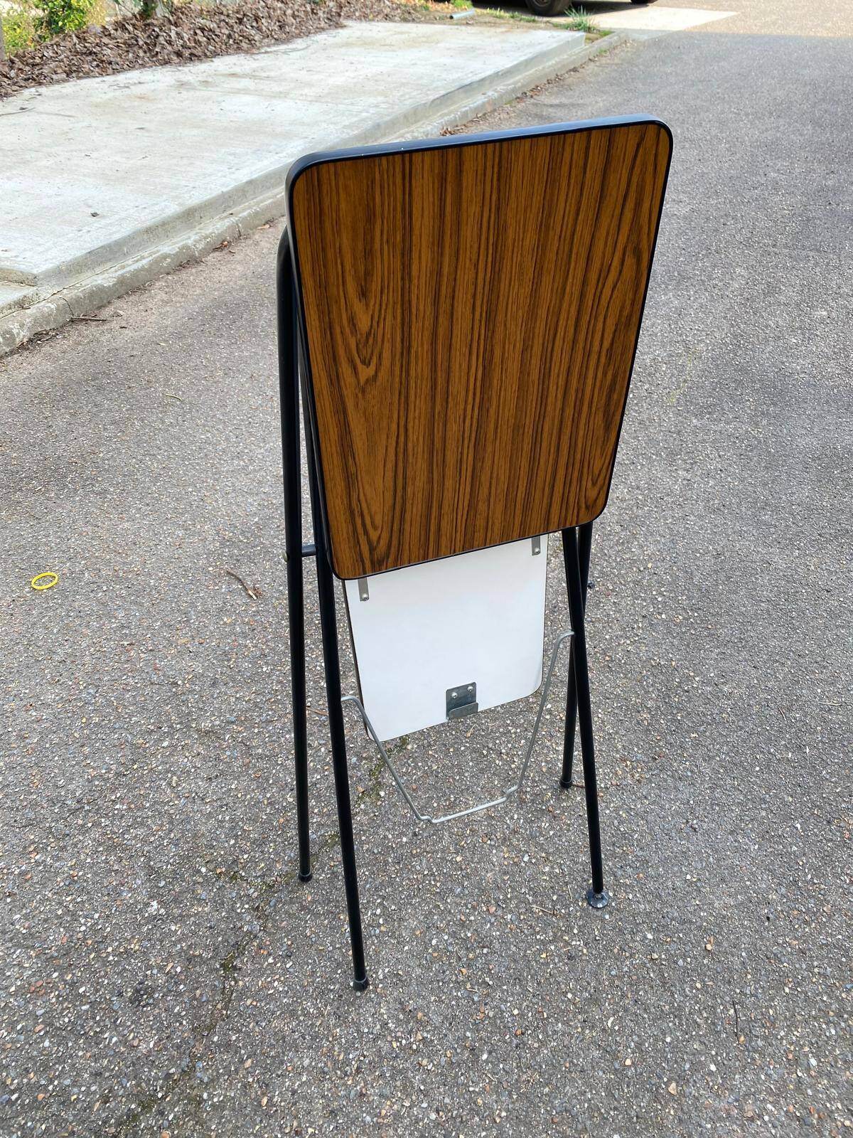 Vintage folding projector table steel and wood 1970