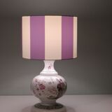 Large vintage ceramic table lamp with oriental images.