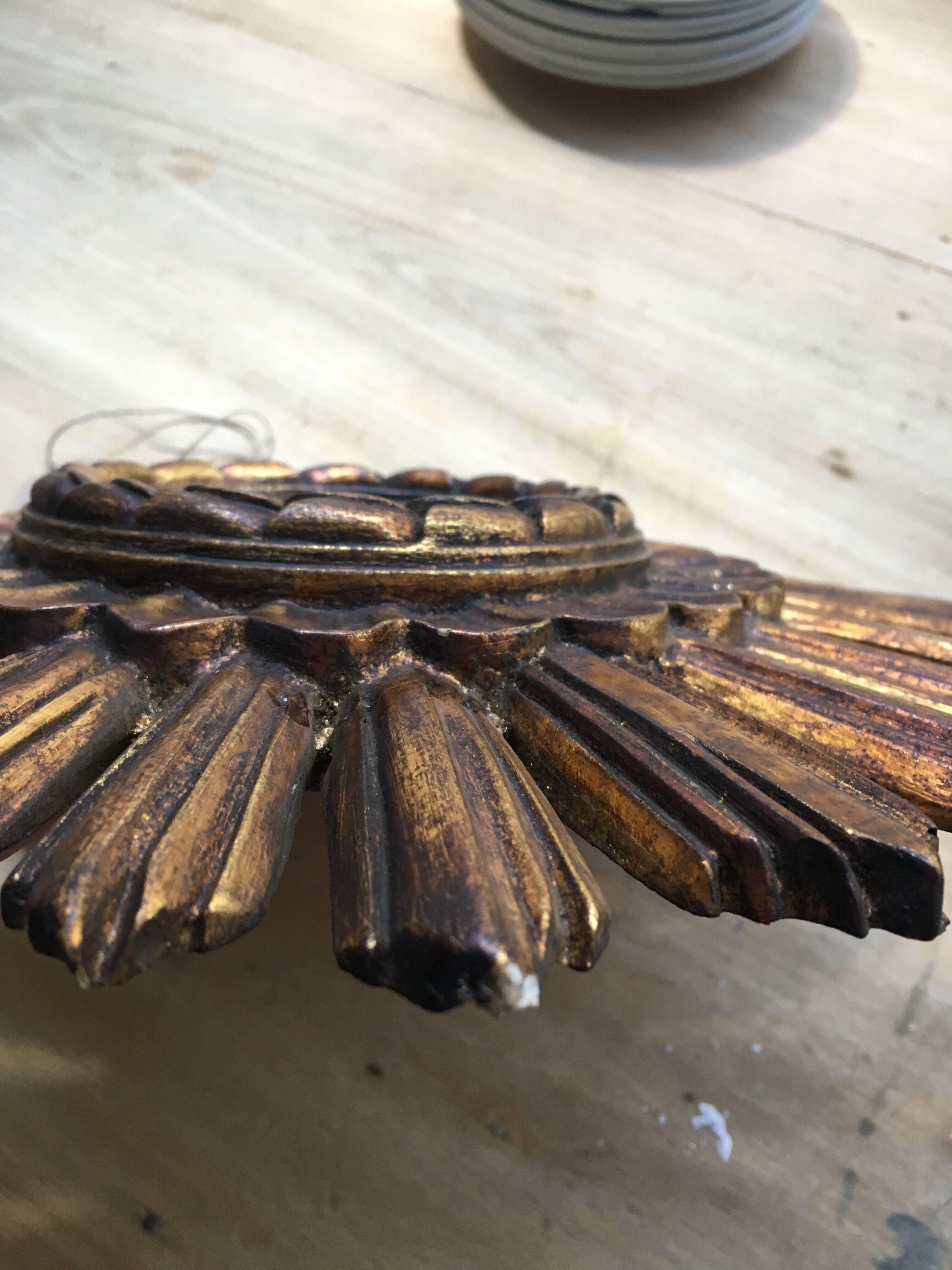 Vintage sun gold leaf mirror 31x31cm