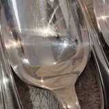 12 silver plated dessert spoons, goldsmith Alfenide, St LXVI pearls