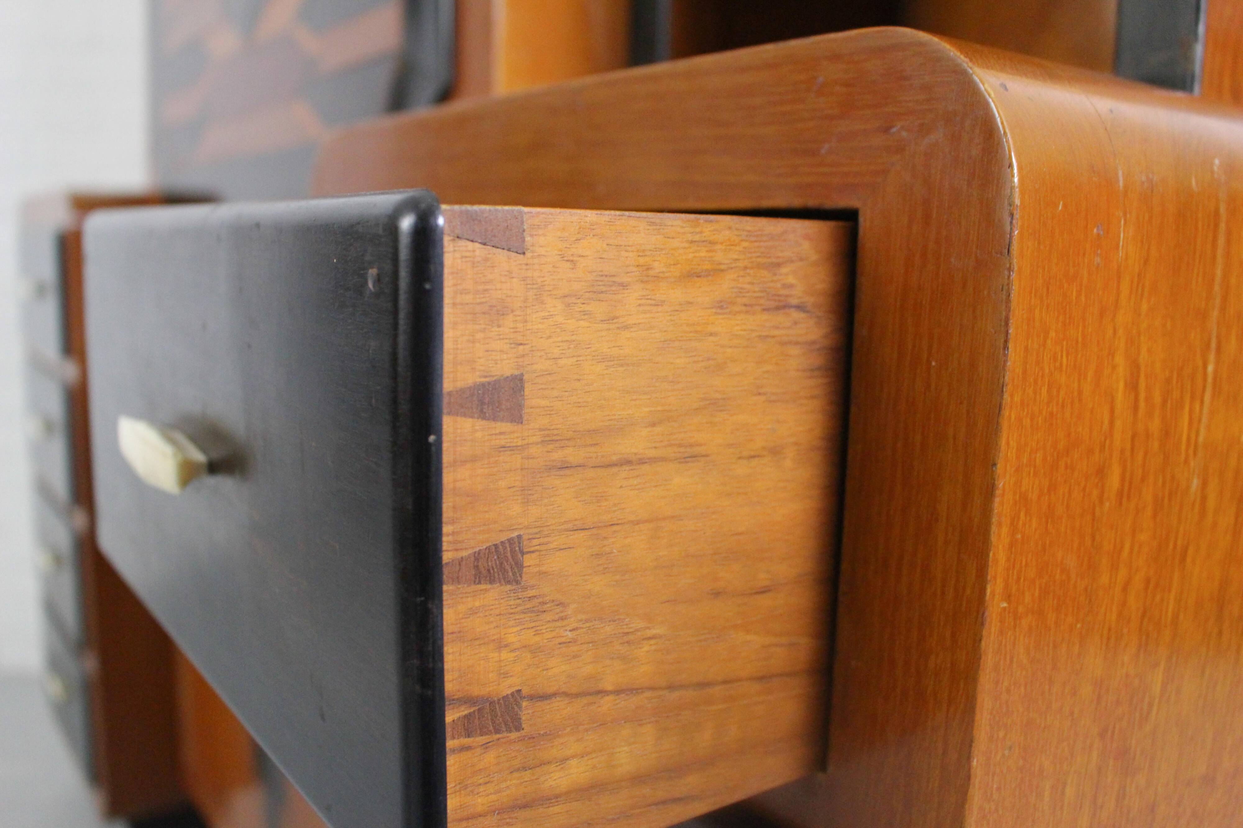 Solid high quality teak art deco secretaire by Gerson’s furniture store, produced in Bangkok, 1930s