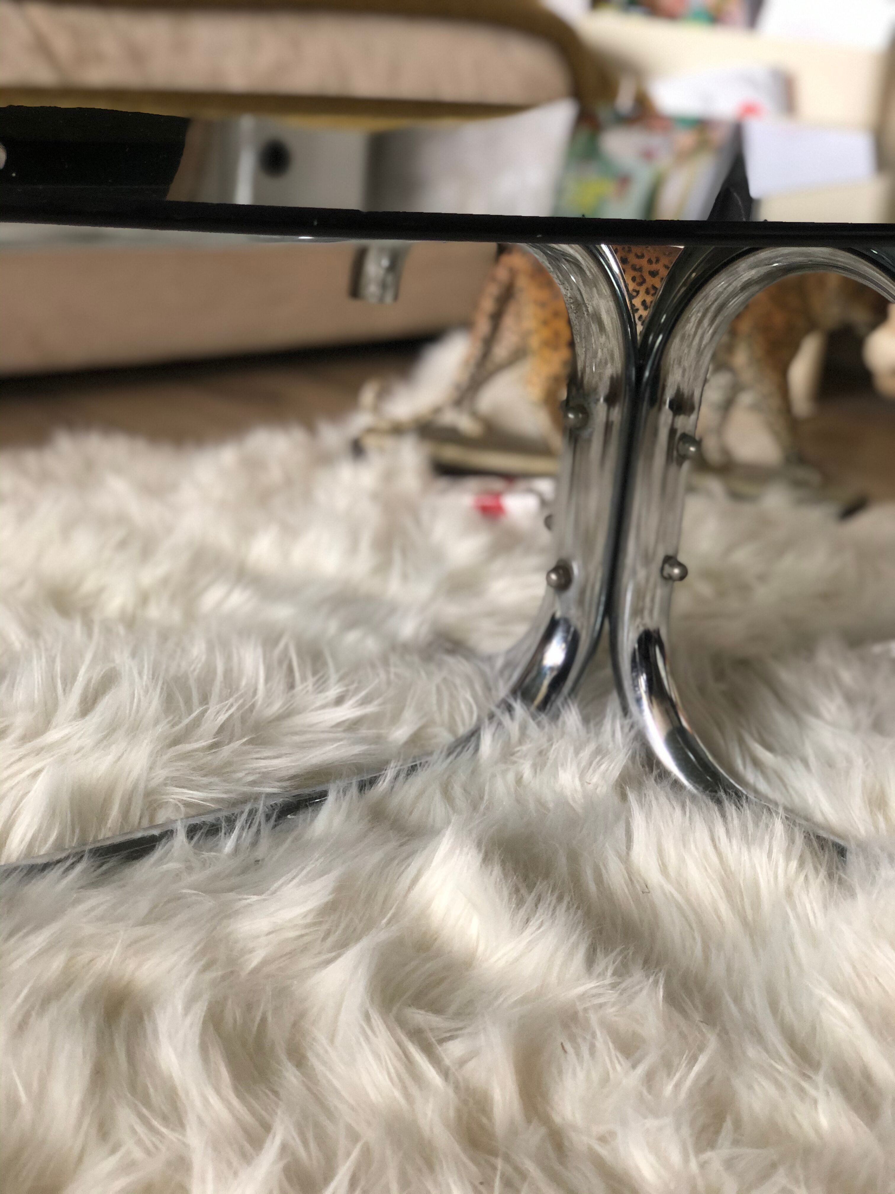 Coffee table smoked glass and chrome