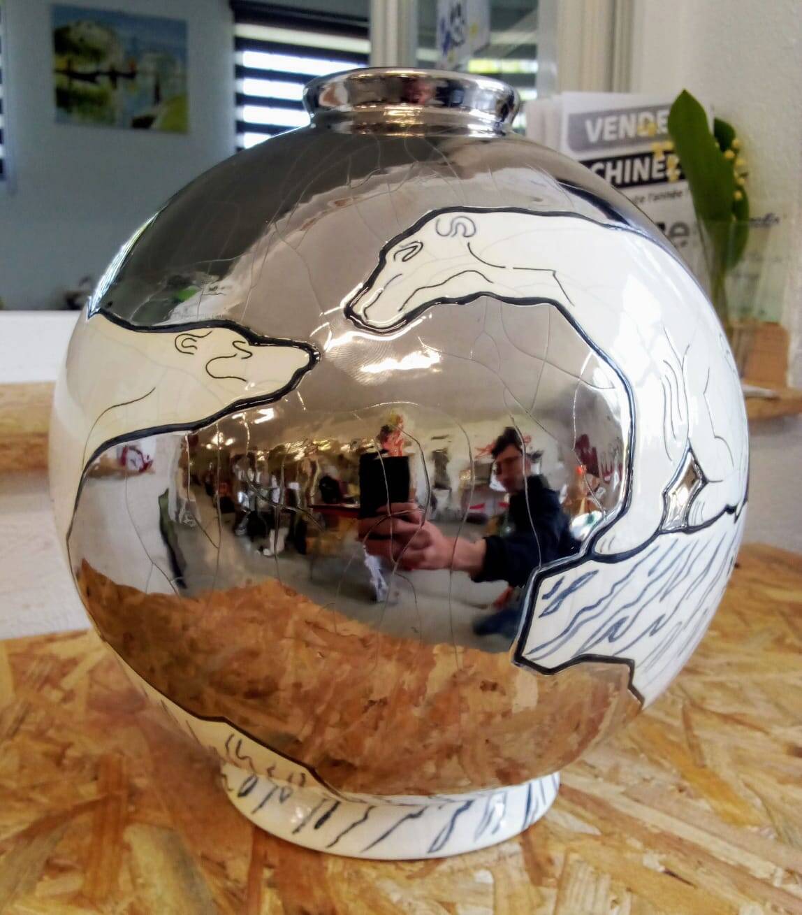 Vase Boule "ICEBERG" par Danillo CURETTI Emaux de Longwy Numéroté 24/100