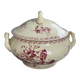 Red earthenware soup tureen, Gien factory, honeysuckle model.