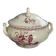 Red earthenware soup tureen, Gien factory, honeysuckle model.