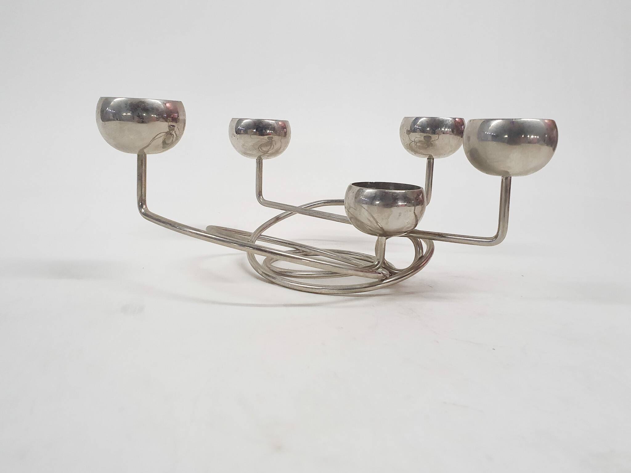 Metal design tea light holder, The Netherlands 1980's