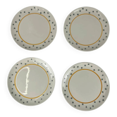 4 assiettes à dessert Gien, création Primefleur, modèle "Constellation", 1950