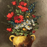 Pair of miniatures, oils on panel, bouquets of flowers