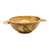 Handmade bowl made in yellow France with abstract foliage
