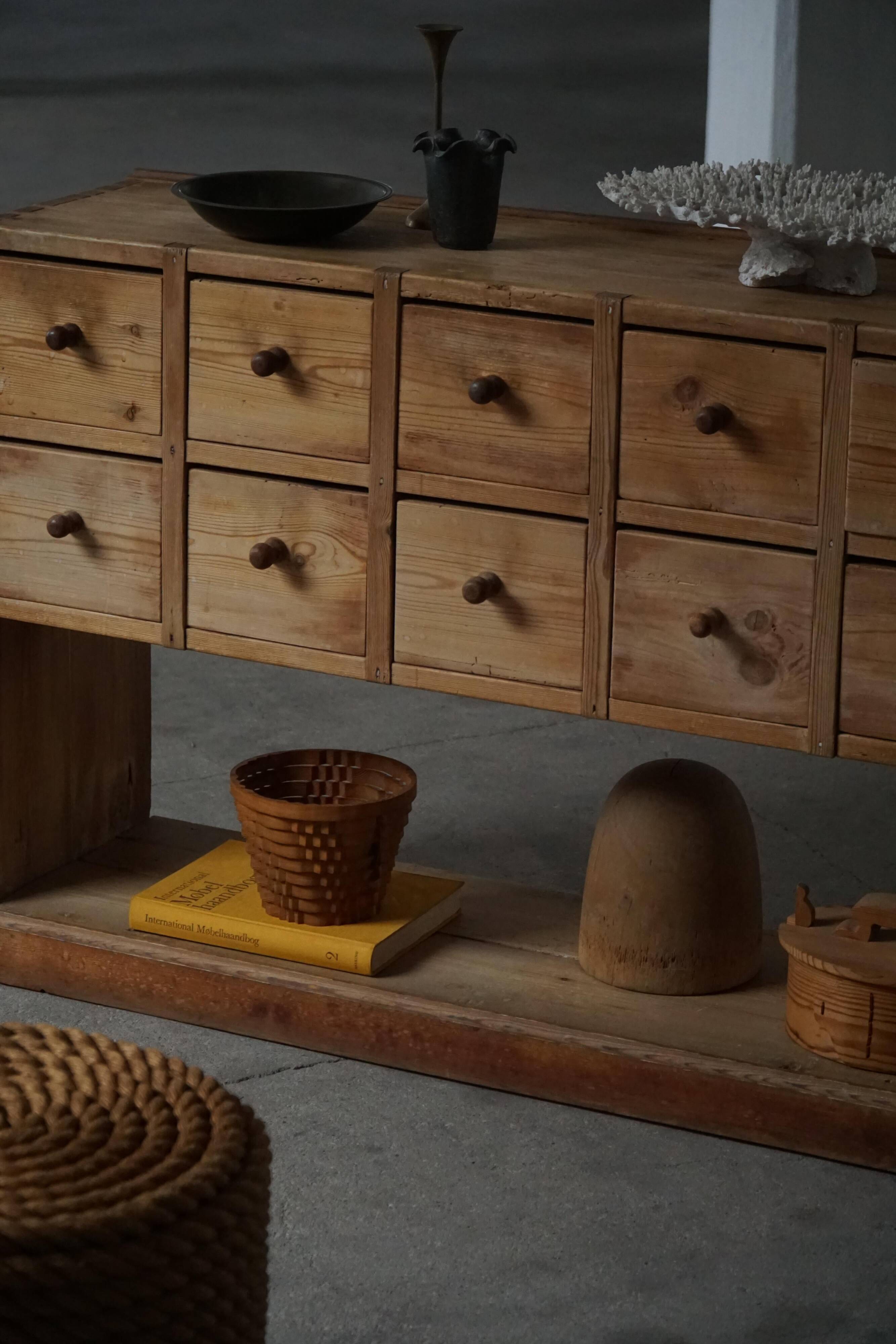 Danish apothecary cabinet in antique pine from the 19th century / Console, 1850–1880s