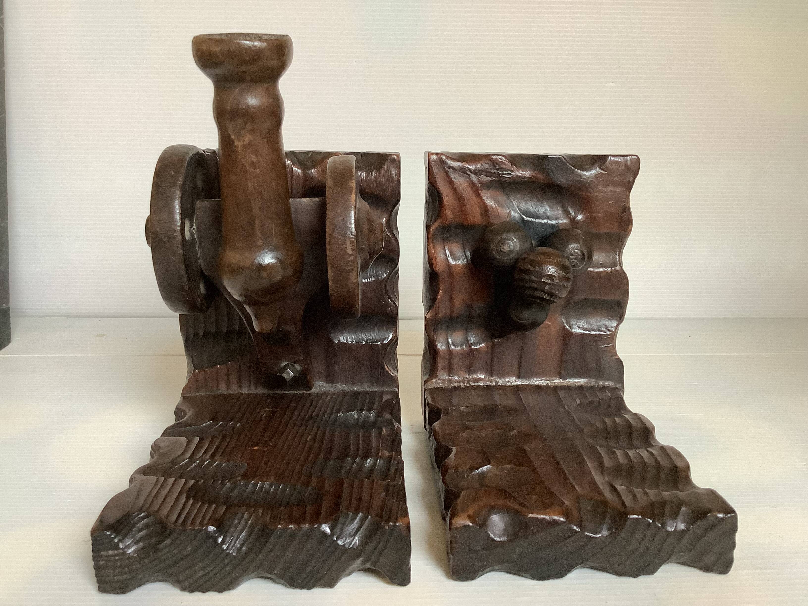 Pair of wooden bookends