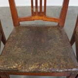 Ensemble de 6 chaises de salle à manger en cuir antiques d'origine néerlandaise