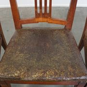 Set of 6 Original Antique Dutch Leather Dining Chairs