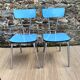 Extendable blue formica table and 2 chairs, 1960s