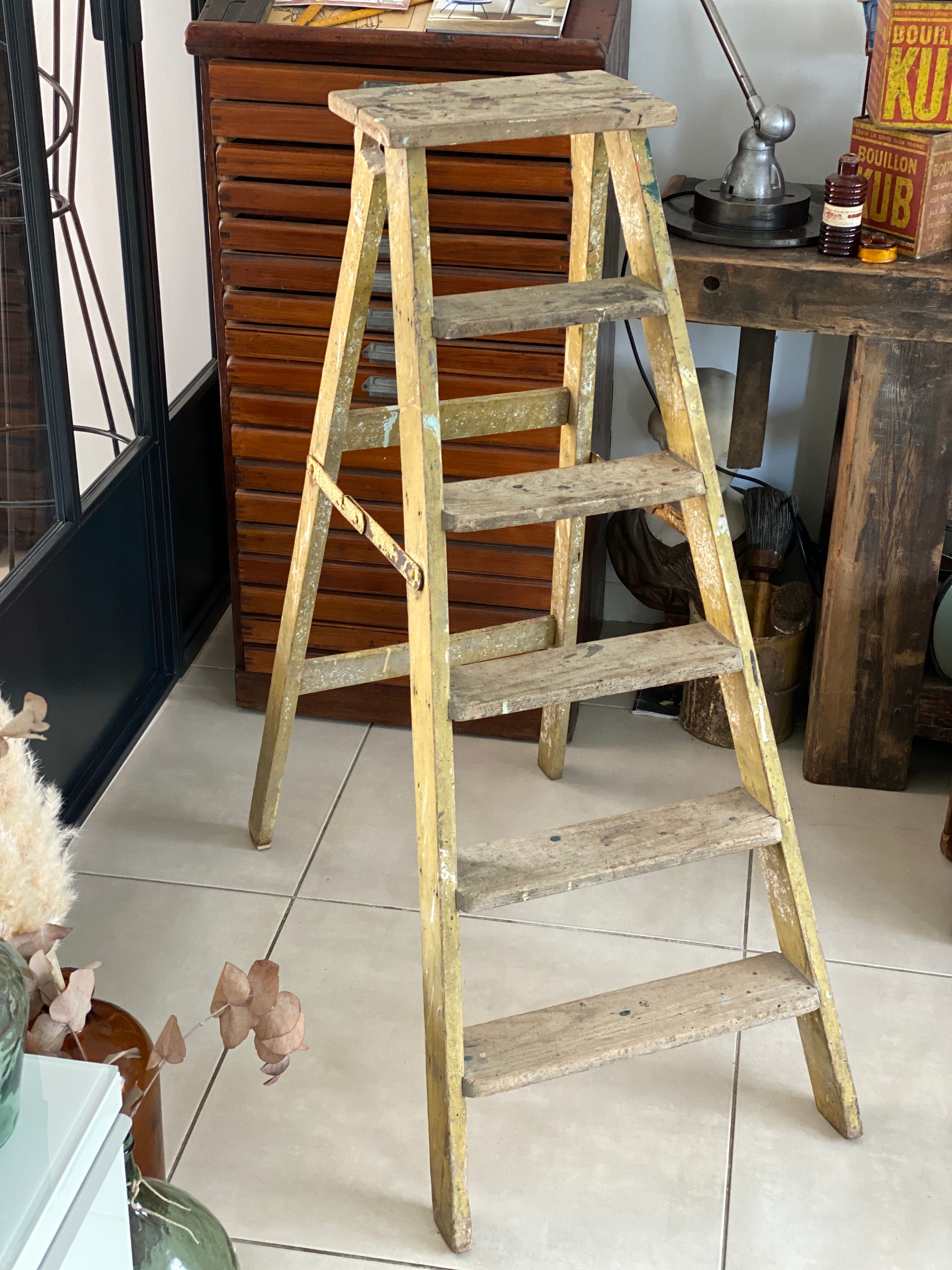 Old wooden painter's stepladder