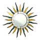 Sun-shaped mirror, wooden frame, circa 1980.