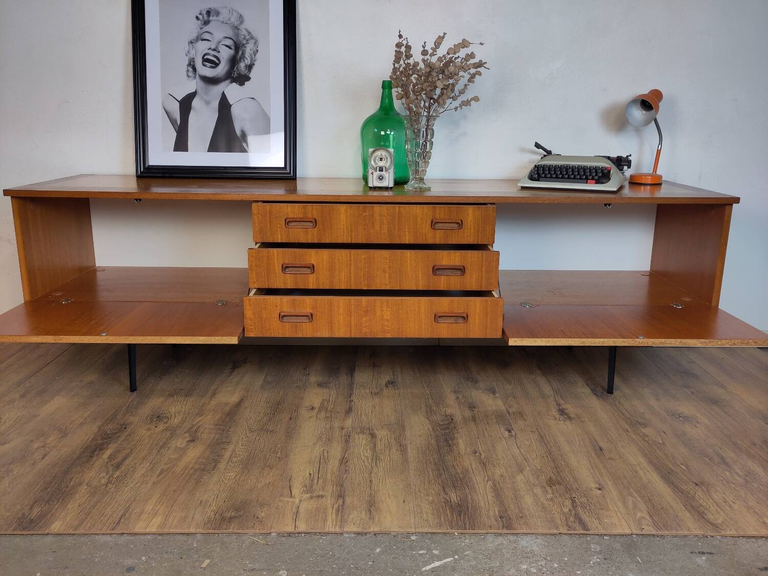 Scandinavian teak and metal sideboard