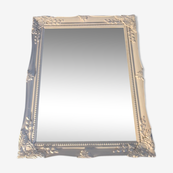 Miroir blanc romantique 47 x 37 cm avec moulures