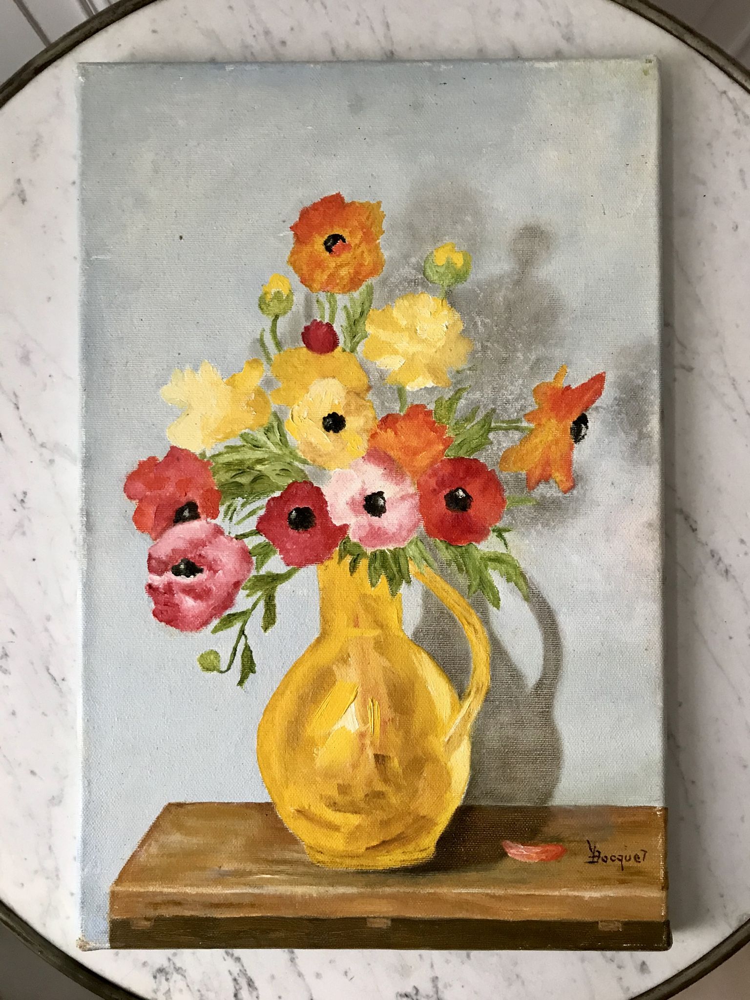 Oil painting on canvas Vintage bouquet of flowers