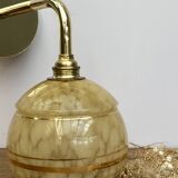 Vintage tulip wall lamp in yellow and gold Clichy glass