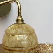 Vintage tulip wall lamp in yellow and gold Clichy glass