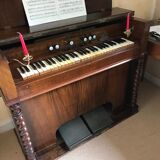 Harmonium ancien anglais soufflets en acajou, XIXieme