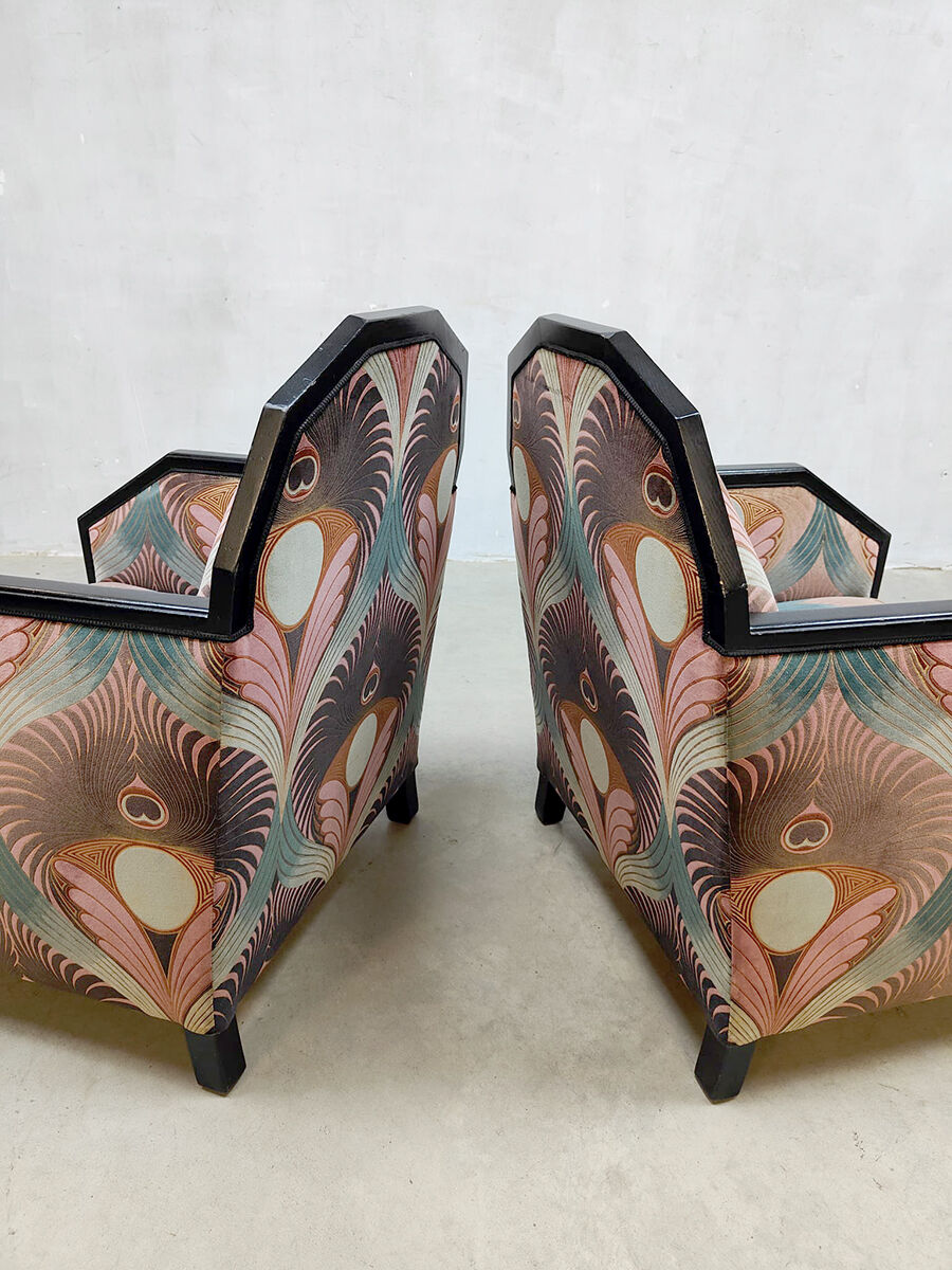 Art deco club chairs lounge chairs 'Luxury peacock dessin'
