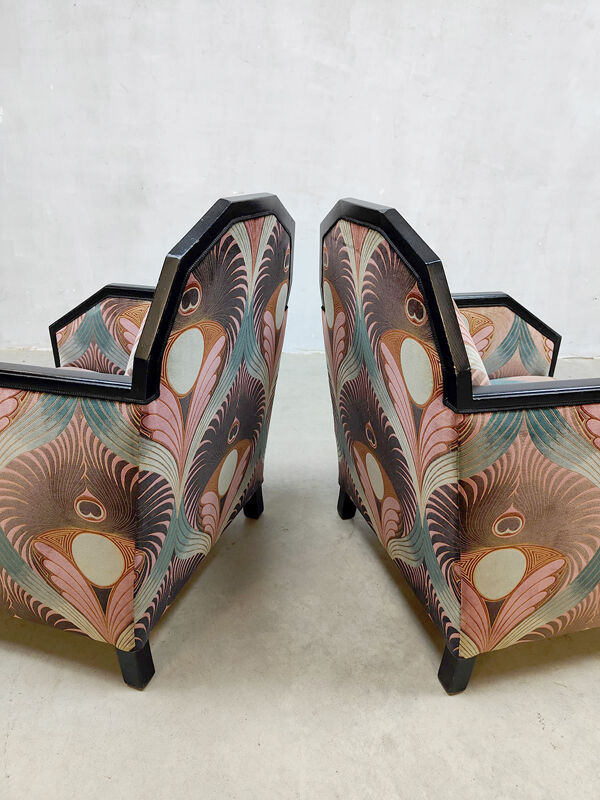 Chaises club Art déco chaises longues 'Luxury peacock dessin'