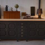 Large 4-door, 5-drawer sideboard in solid oak, 1950s