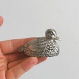 Silver plated duck shaped salt and pepper shakers