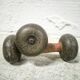 Pair of vintage dumbbells in cast iron and wood