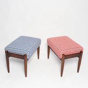 Pair of GFM mid-century stools in Dedar jacquard tweed, E. Homa, Europe, 1960s.