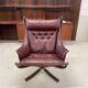 Chaises Falcon à ailes et dossier haut en cuir Sigurd Resell vintage rétro