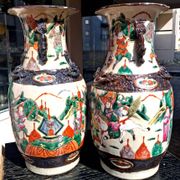 Pair of large ceramic vases from Nanking, China, Asian decor.
